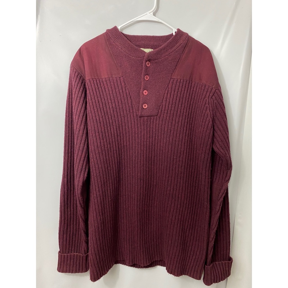 LL Bean Men Military Commando Elbow Patch Sweater